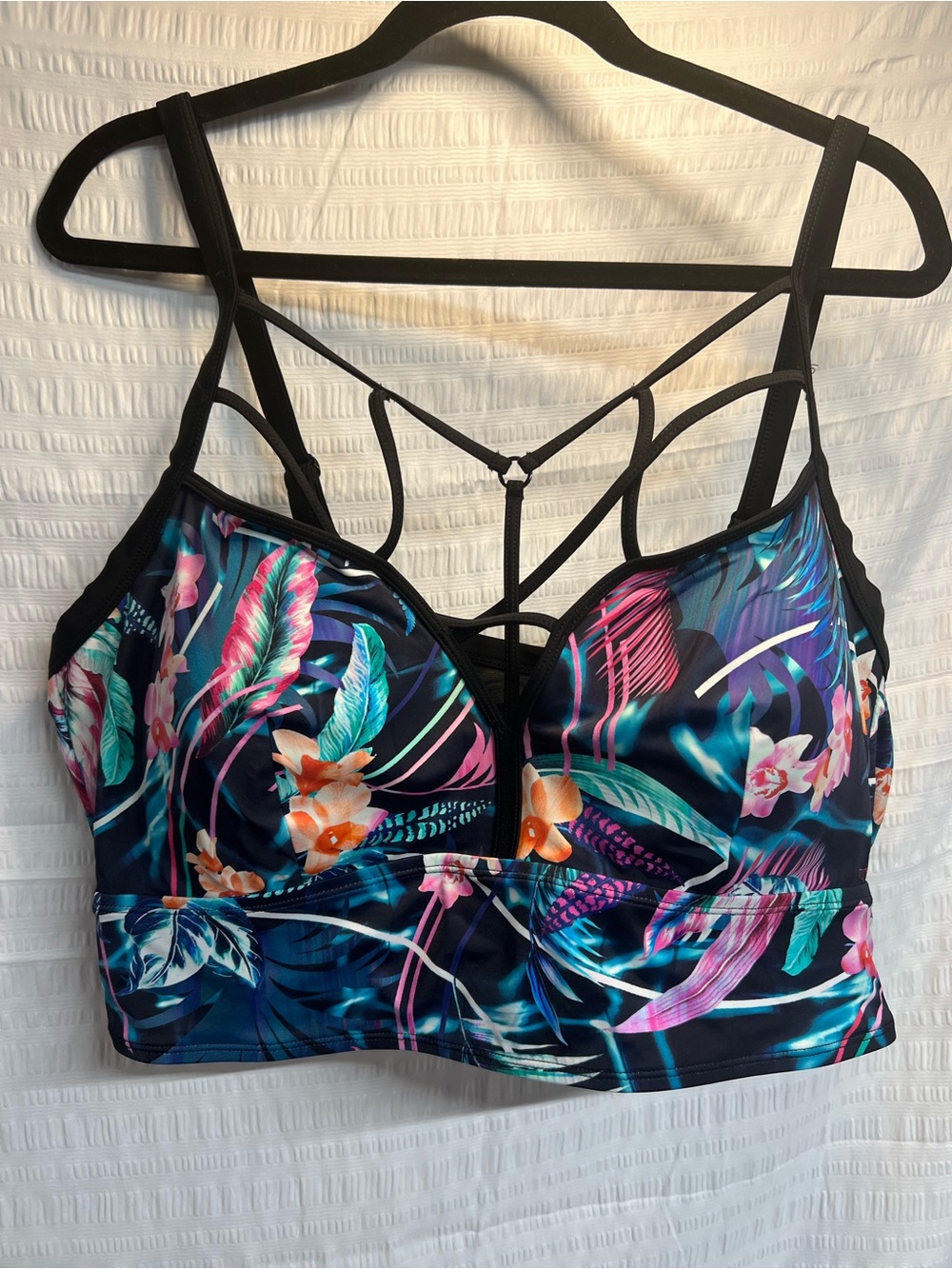 Torrid floral wireless cage bikini top